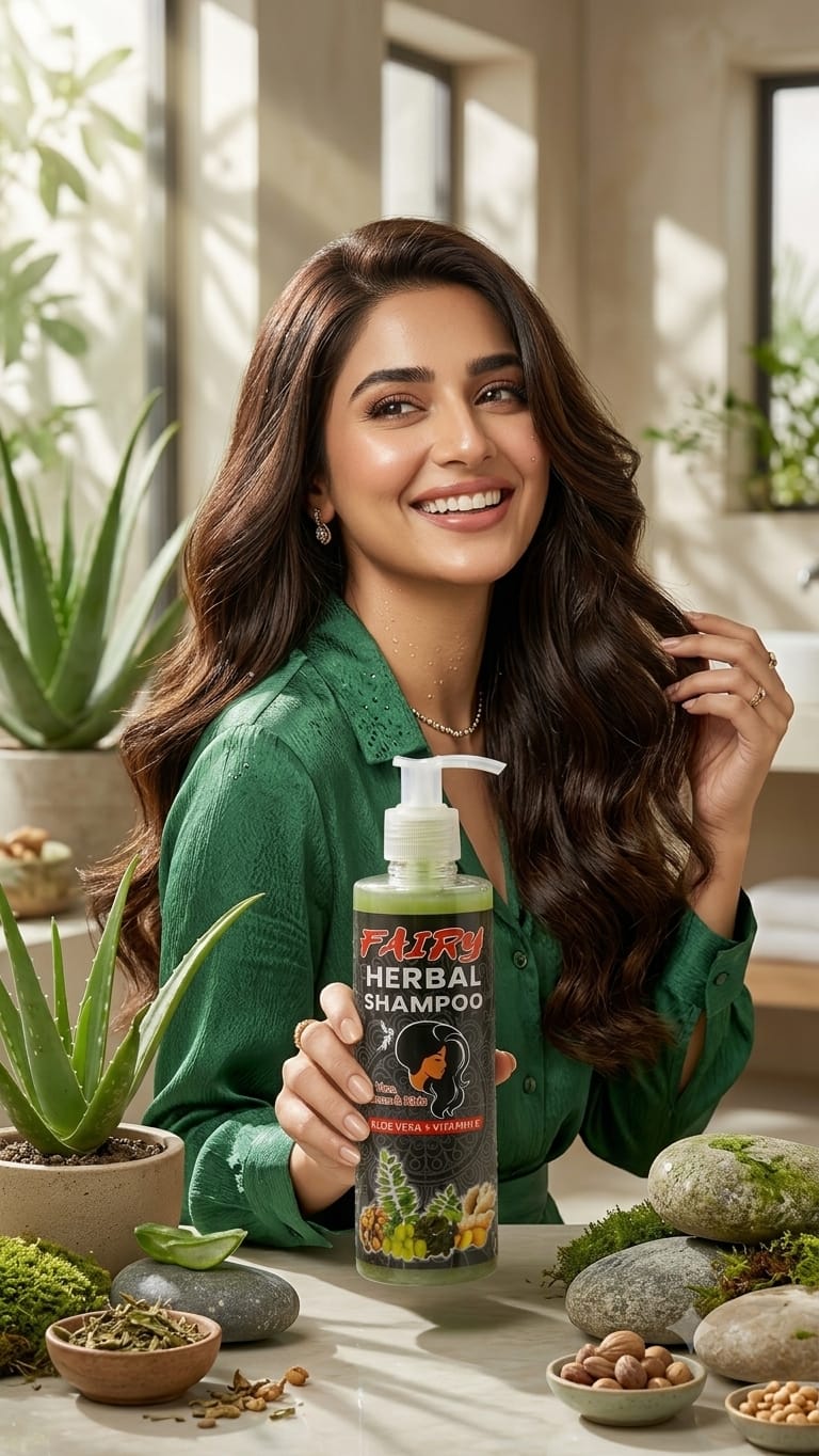 Fairy 100% Organic Herbal Shampoo (Aloe Vera + Vitamin E)