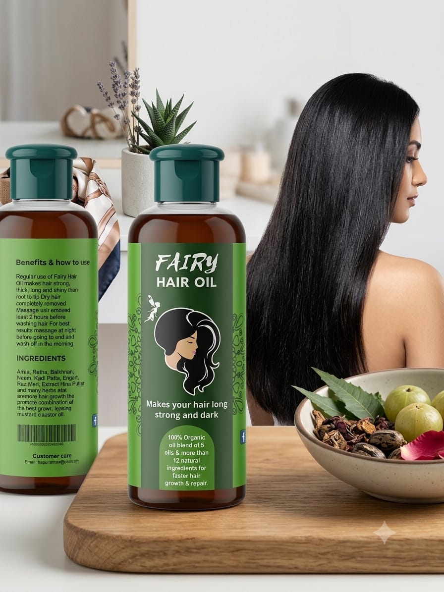 FAIRY HAIR OIL - 100% Organic Blend for Long, Strong & Dark Hair (120ml)