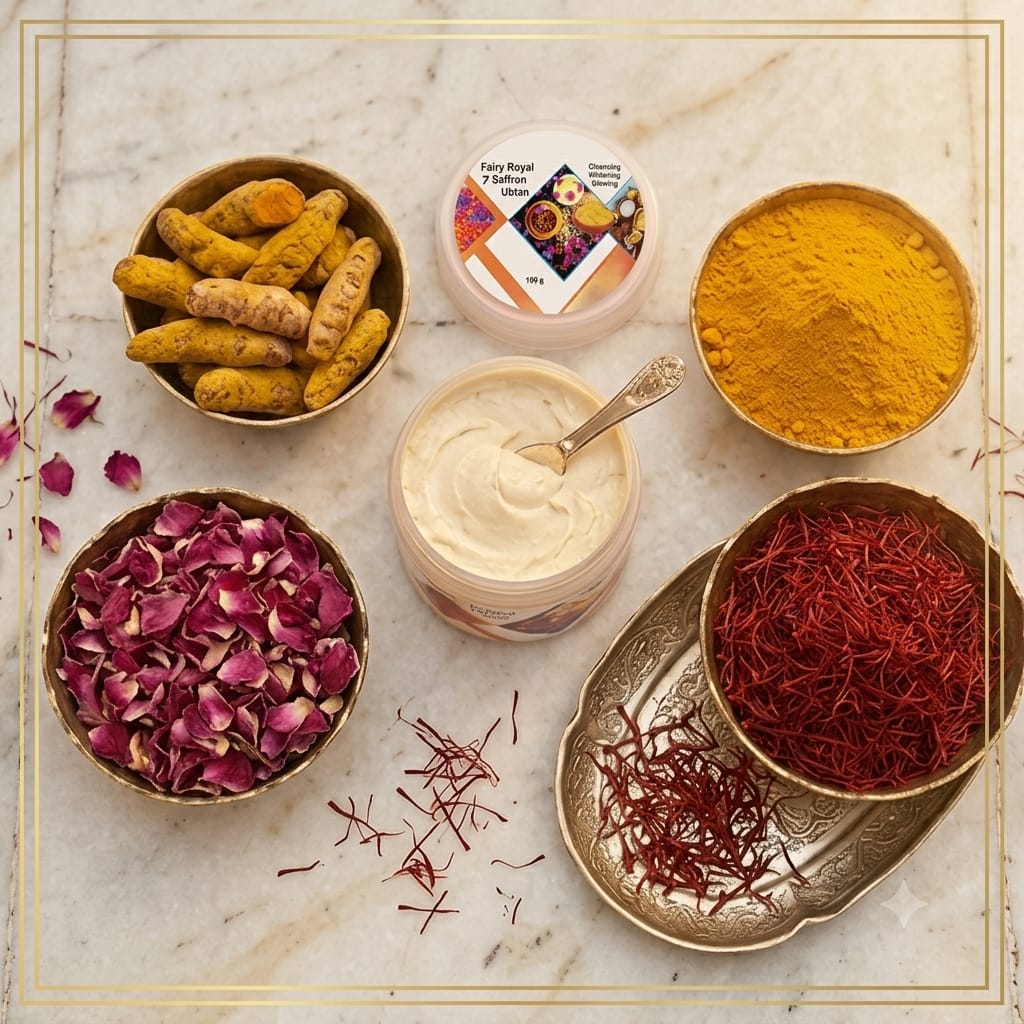 Fairy Royal Saffron Ubtan – 100% Natural Organic Skin Glowing & Whitening Mask (100g)