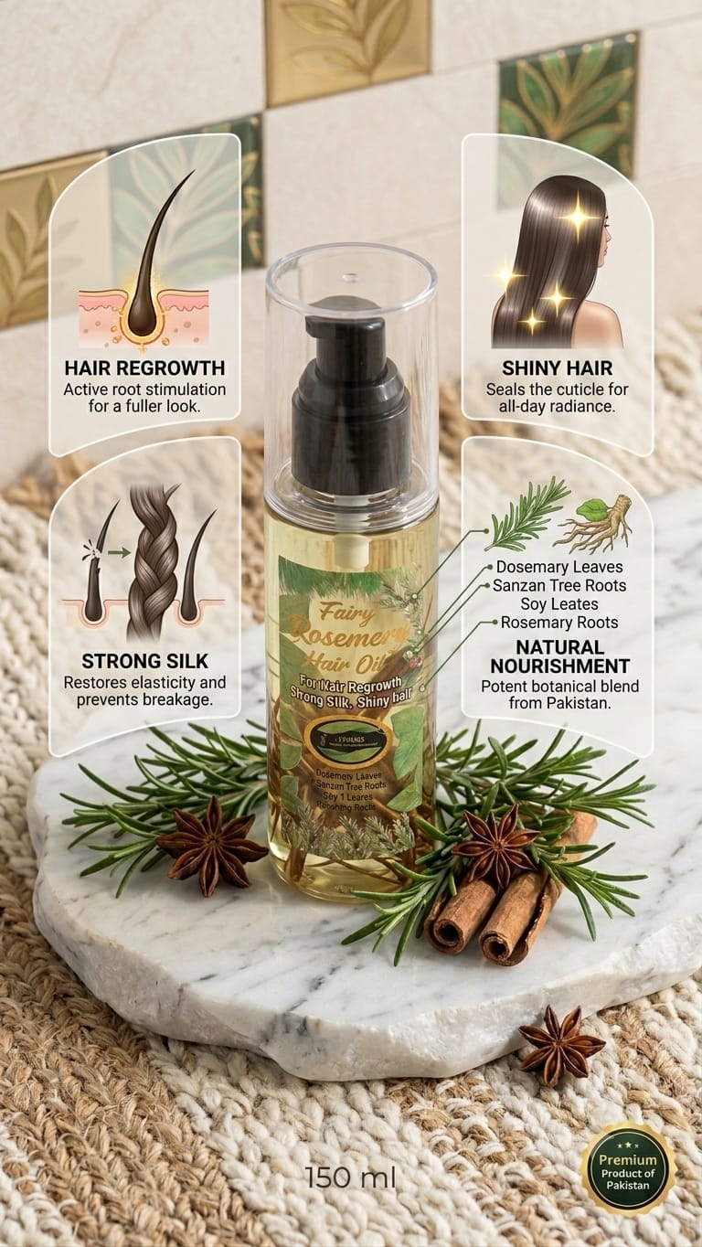 Fairy Rosemary Hair Oil (150ml) – Premium Hair Regrowth & Anti-Hairfall Formula