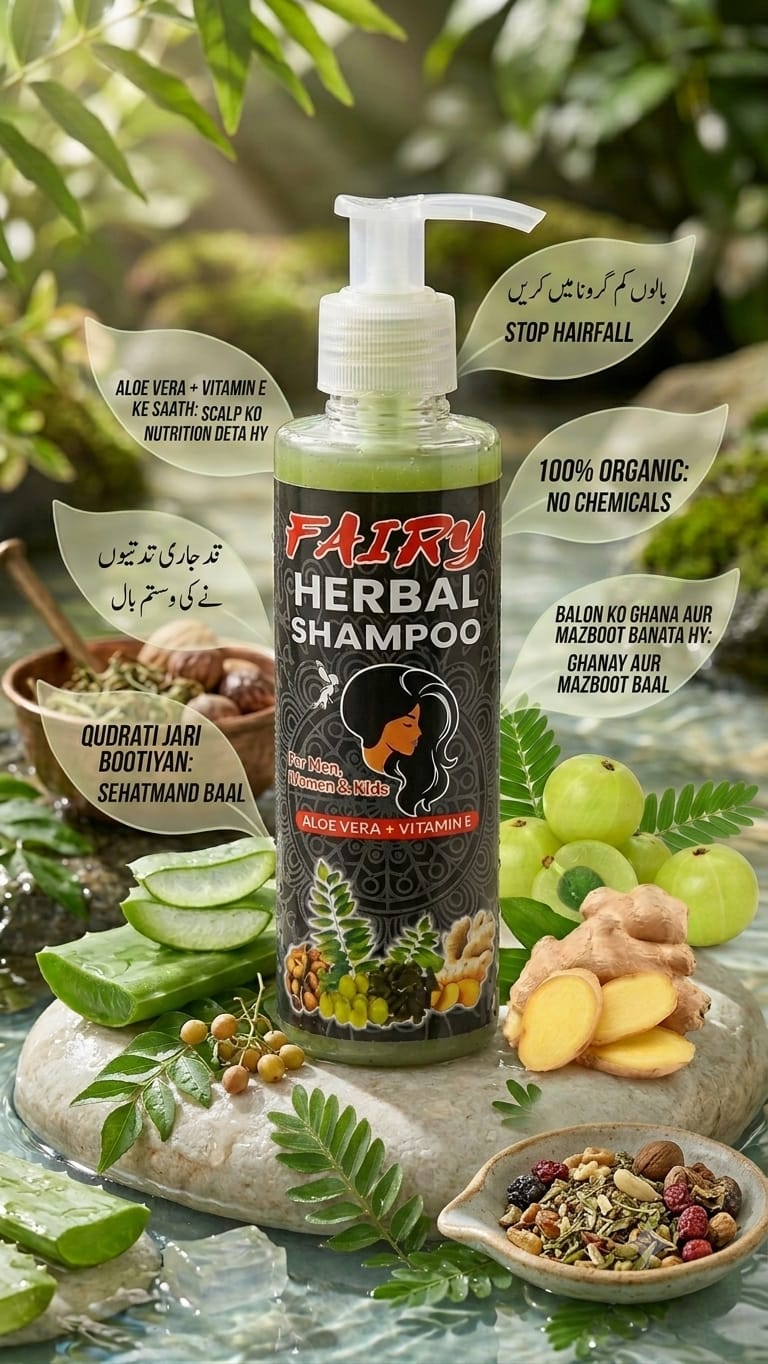 Fairy 100% Organic Herbal Shampoo (Aloe Vera + Vitamin E)