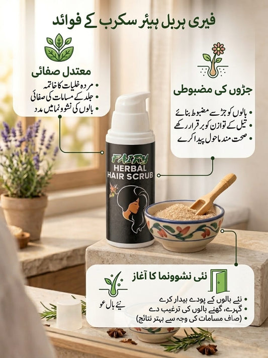 Fairy Herbal Hair Scrub – Powder Formula for Hair Regrowth & Anti Hair Fall (100g)